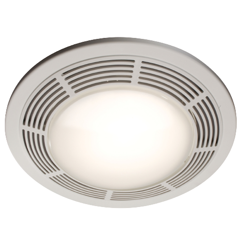 Broan® Ventilation Fan w/ Light and Night Light, Round White Grille with Glass Lens, 100 CFM