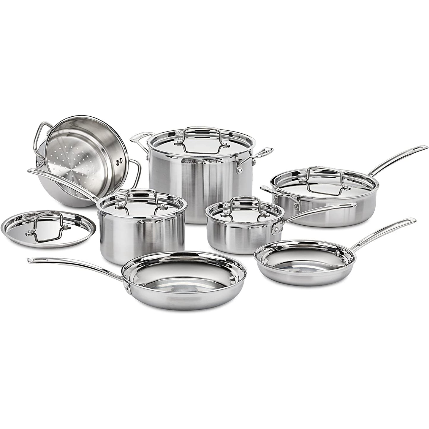 12 Piece Cookware Set by Cuisinart, MultiClad Pro Triple Ply, Silver, MCP-12N