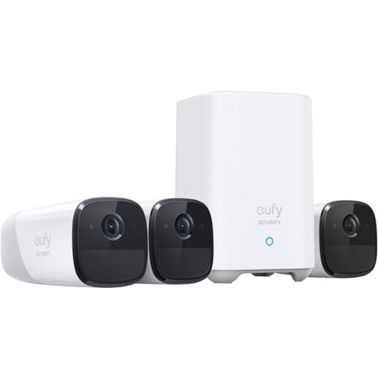 eufy Security - eufyCam 2 Pro 3-Camera Indoor/Outdoor Wireless 2K 16GB Home Security System - White