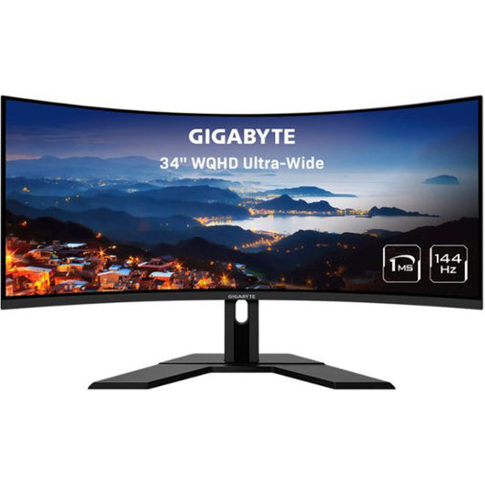 GIGABYTE G34WQC A 34" LED Curved WQHD FreeSync Premium Gaming Monitor with HDR (HDMI, DisplayPort, USB) - Black