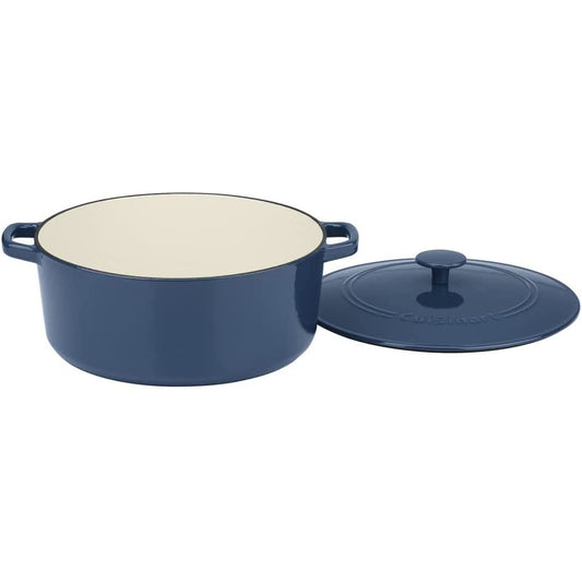 Cuisinart 7 Qt Round Casserole, Covered, Enameled Provencial Blue