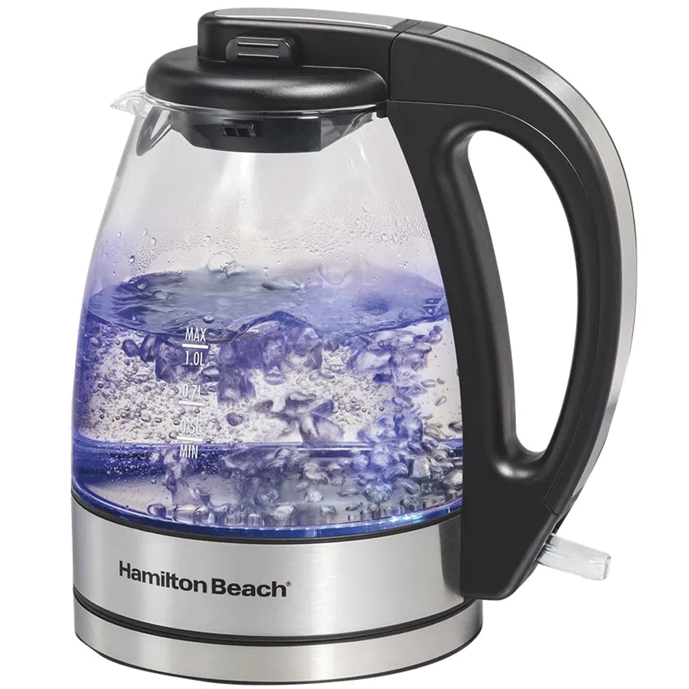 Hamilton Beach - 1L Electric Kettle - Black/Stainless Steel